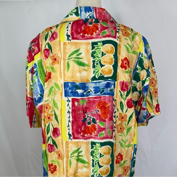Vintage Hilo Hattie 2-Pc Top Blouse Short Womens Medium Vibrant Floral Hawaiian - Picture 10 of 16